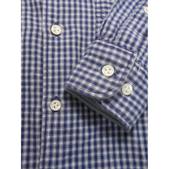 男 ~【Timberland】海軍藍+白色格紋休閒襯衫 XS號(5C60)~99元起標~