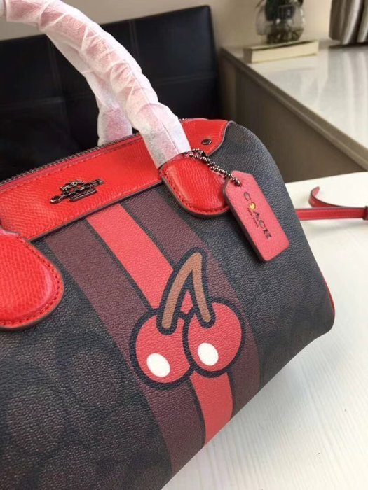 全新COACH 56650 美國正品女士櫻桃圖案印花枕頭包 手提斜挎包 超低直購