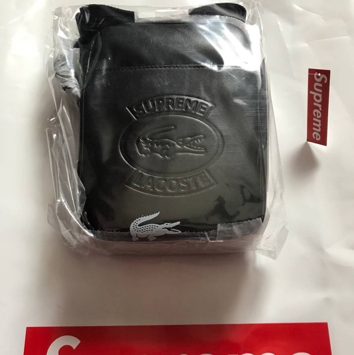 Supreme X Lacoste Shoulder Bag 18SS 肩包BLACK LEATHER 另有紅白