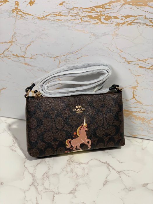 現貨COACH 1654 女士經典PVC配牛皮獨角獸印花單肩包 斜跨包 購美國代購Outlet專場 可團購明星同款熱銷