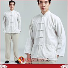 【水水女人國】～中國風男士唐裝～單純。復古優質純色棉麻書卷氣質十足的長袖休閒唐裝上衣