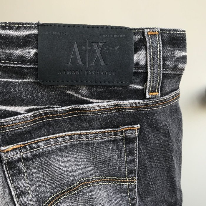 AX armani exchange 素黑牛仔褲