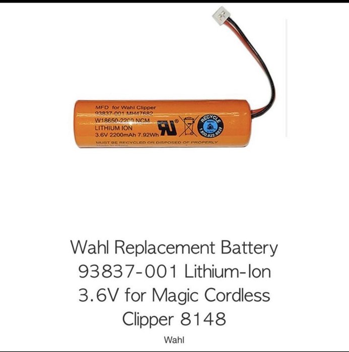 現貨wahl 電池 #93837華爾紅五星電剪 原裝無線鋰電池for cordless Magic Clip #8148