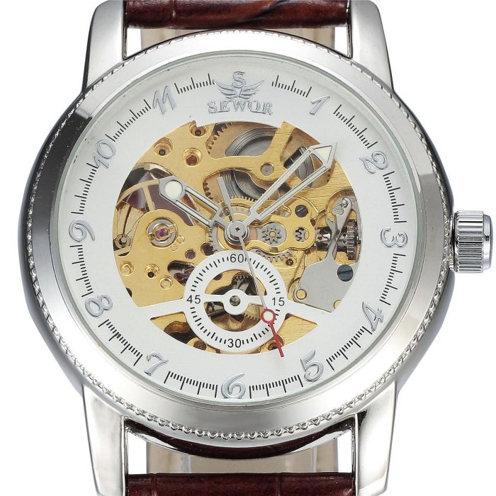 現貨男士手錶腕錶sewor 斯沃奇男士休閑歐美鏤空自動機械錶男手錶183-2