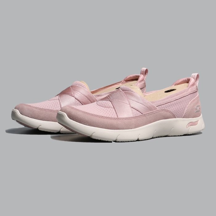 【促銷】小鬼嚴選 SKECHERS 健走鞋 ARCH FIT 粉紅 鬆緊 懶人鞋 女 104270MVE