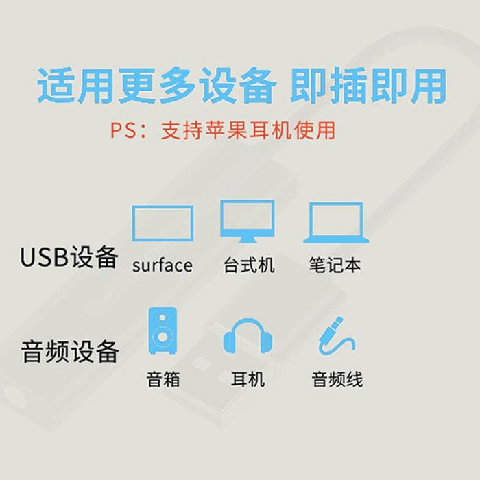 新款特惠*usb轉3.5mm耳機轉接頭音頻線aux轉換器二合一接口台式機筆記本電腦ps4免驅外置7.1聲卡音響麥克風話筒圓孔#阿英特價