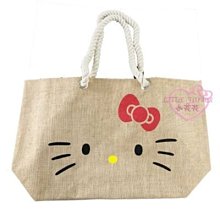 ♥小花花日本精品♥Hello Kitty 麻布購物袋 容量大 棉麻布材質透氣通風~3