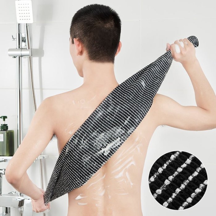 日本進口男士搓澡巾強力搓泥灰搓背神器后背洗澡巾加長條拉背浴花~熱賣