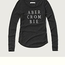 Maple麋鹿小舖 Abercrombie&Fitch ＊ AF 黑色電繡字母長袖T＊ ( 現貨S號 )