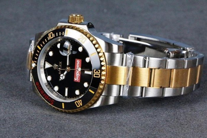 二手全新勞力士 ROLEX  Superme聯名水鬼系列 全自動機械機芯?40mm手錶  男錶 礦物質強化玻璃