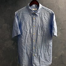 CA 日本品牌 UNIQLO 淺藍 純亞麻 短袖襯衫 L號 一元起標無底價Q561