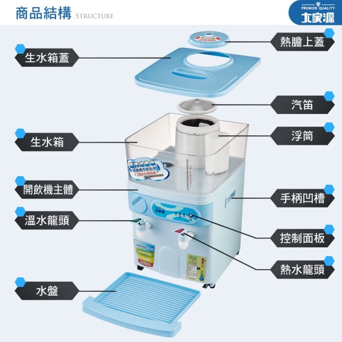 『YoE幽壹小家電』大家源 ( TCY-5603) 9.8L / 9.8公升 蒸汽式溫熱開飲機 飲水機