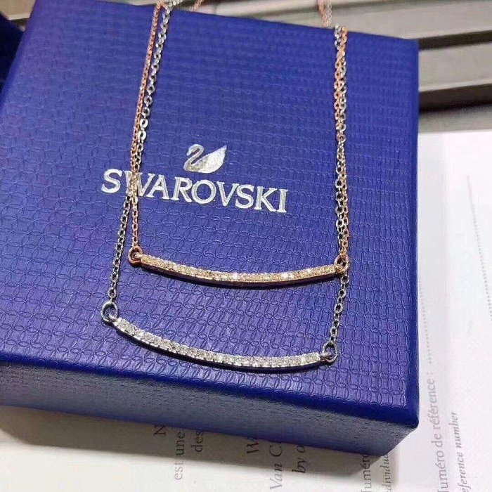 正品施華洛世奇 Swarovski 項鏈 時尚浪漫笑臉項鍊女 簡約百搭 水晶 女生短項鍊 笑臉手鍊 情人節生日禮物