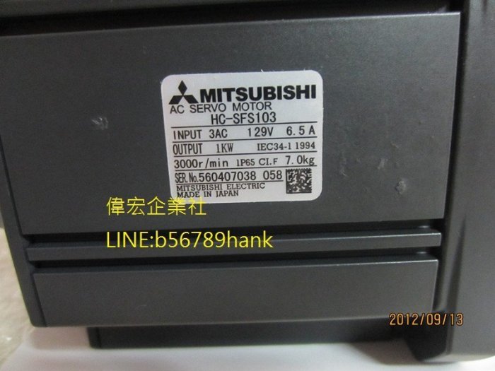 MITSUBISHI HC-SFS103 MOTOR | Yahoo奇摩拍賣