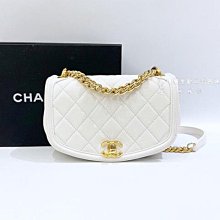 遠麗精品(板橋店)s3992CHANEL 象牙白金釦菱格紋鏈包