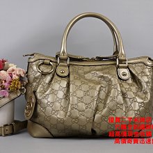 優買二手精品名牌店 GUCCI 247902 香檳金 GG LOGO 手提包 肩背包 拉鍊包 購物包 SUKEY 斜背包II