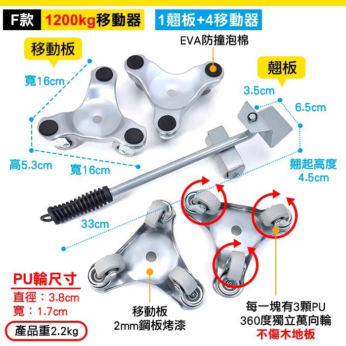 板橋現貨【五件套傢俱移動器】重物移動器搬運器.大掃除搬家神器.搬家工具.家具移動器.傢具移動器【傻瓜批發】PA1E