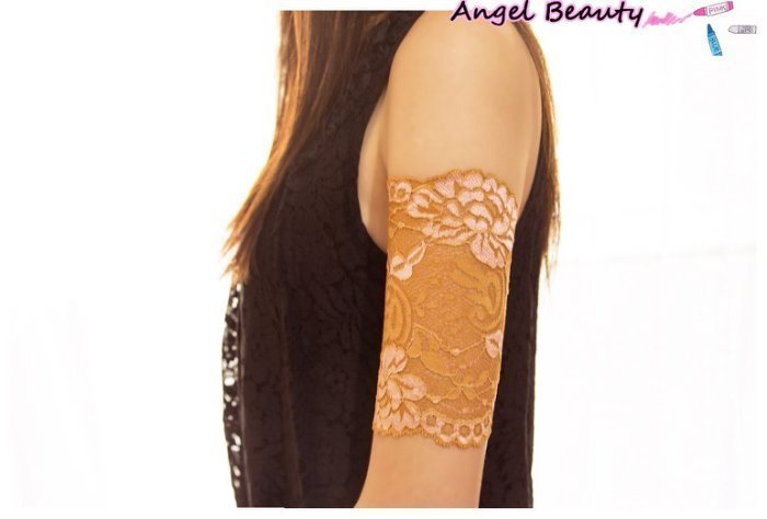 °ο Angel Beauty ο°【GL1076】時尚橘黃色花朵蕾絲護腕手肘遮疤手臂套‧可訂製尺吋(現+預)