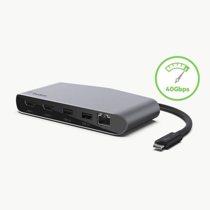 支援2台4K螢幕※台北快貨※貝爾金Belkin Thunderbolt 3 Dock Mini 雙螢幕