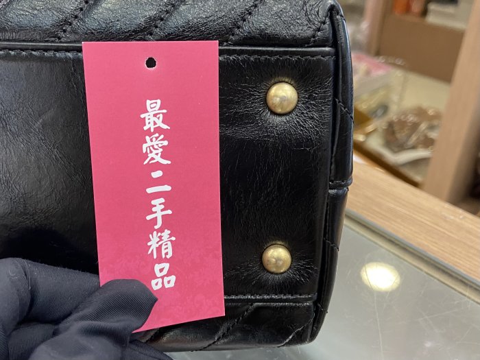 ☆最愛二手精品☆ CHANEL COCO HANDLE 32cm 香奈兒黑色油蠟牛皮V紋金釦金鍊手提包肩背包斜背包手把口蓋包 A92992 XG1109