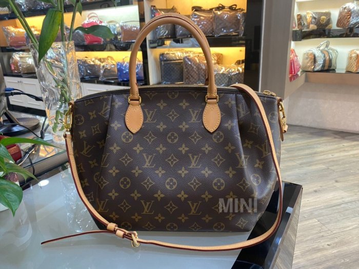 ::MINI名牌精品店:: LV M48814 TURENNE MM 老花 圓弧 手提 肩背 斜背 三用包 9成新