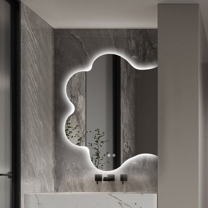 網紅異形鏡子衛生間洗手臺浴中室鏡粘貼壁掛 自行安裝