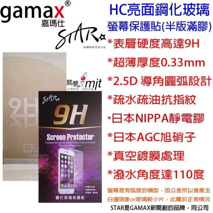 貳 台製 STAR GAMAX HTC One ME 玻璃 保貼 ST 亮面半版 鋼化