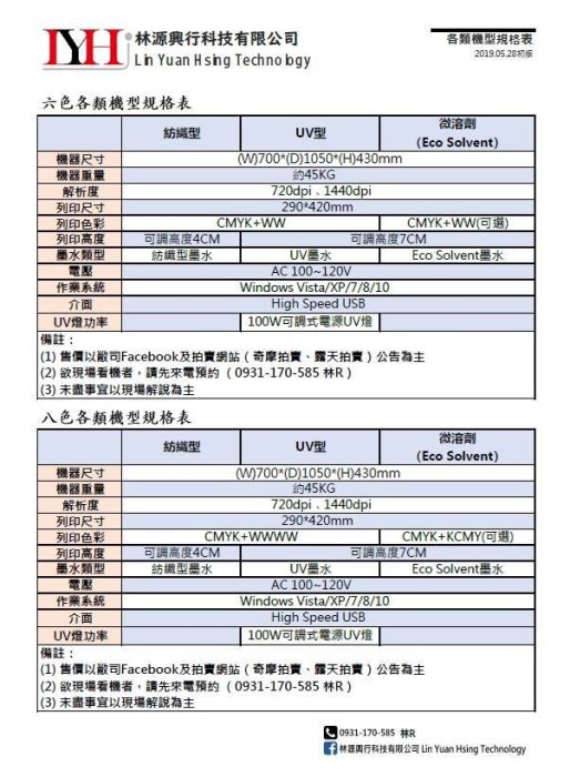 【林源興行科技有限公司】A3 UV數位直噴機（六通道）