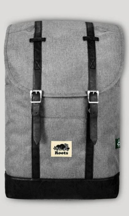 AJShop☆加拿大Roots海狸包包17.3吋筆電夾層後背包／黑色／灰色／男女可背正品附包裝袋吊牌Outlet代購