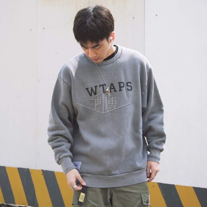 19AW Wtaps college DESIGN CREWNECK SWEATSHIRT 水洗衛衣大學T 長袖T