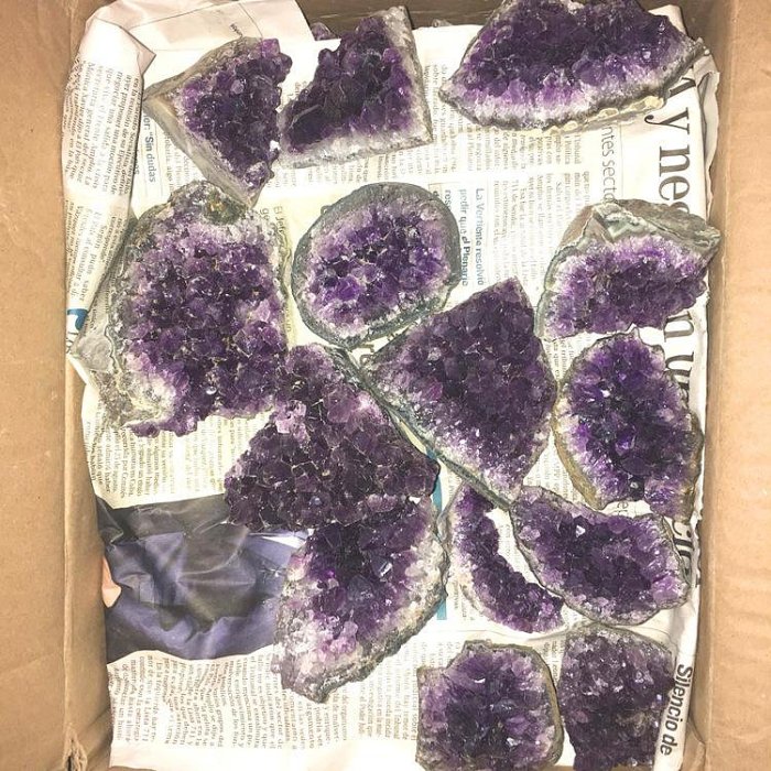 天然紫晶簇礦物晶體紫水晶洞片 200-500克大塊紫水晶原石擺件