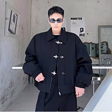 ∵ PRAY FOR FASHION ∴小眾設計款復古金屬飛機扣時尚夾克廓形短款外套