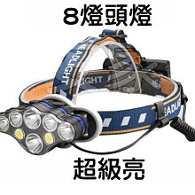 台灣現貨~~ 8燈頭燈 LED頭燈 T6頭燈 LED頭燈 強光頭燈 釣魚頭燈 釣魚燈 防水頭燈 C8A40