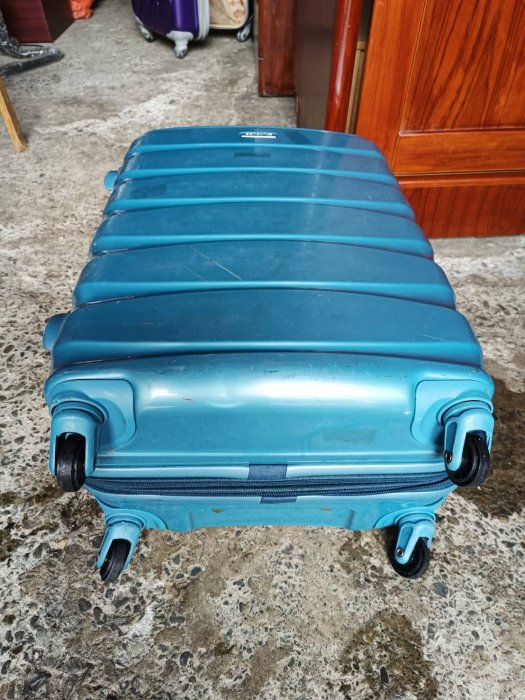 【銓芳家具】Samsonite新秀麗 24吋Oval靜音輪可擴充硬殼行李箱-藍 TSA海關鎖 鋁鎂合金拉桿箱 拉鍊旅行箱