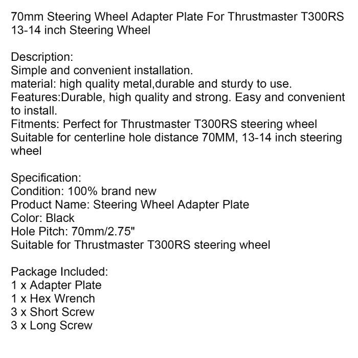 Thrustmaster T300RS 13/14in Steering Wheel 13/14 英寸方向盤轉接板墊片