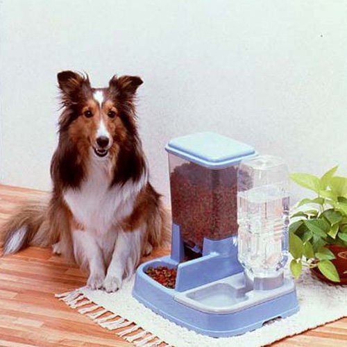 *COCO*日本IRIS簡易型自動餵食器&飲水器(藍色/米白色)JQ-350非定時制餵食器/飲水器~免插電