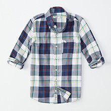 【abercrombie kids】【a&f】af男童款長袖襯衫彩線條藍白格 F07190830-21