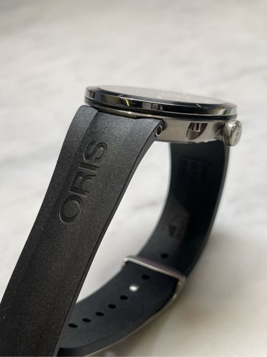 特價 無盒單 ORIS TT1鏤空日期錶 不銹鋼 自動上鍊腕錶 43mm 大尺寸全新錶帶 日常配戴比買 BALL 錶超值
