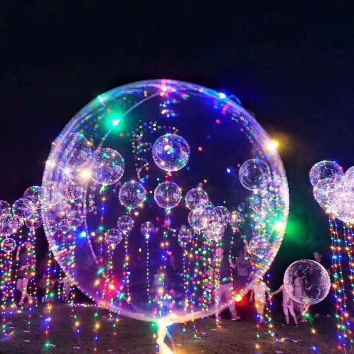 (新款閃燈) 18吋 告白氣球 (送80cm桿)七彩告白氣球超夯led燈光氣球 波波球 婚宴氣球 LED浪漫發光透明氣球