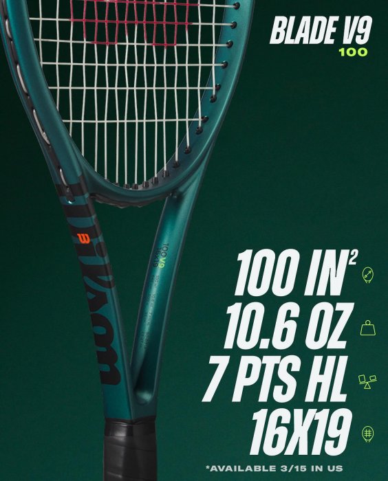 【曼森體育】Wilson Blade 100 V9 網球拍 16*19 300g 控球與速度最大化