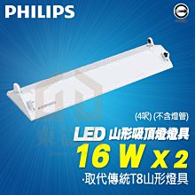 含稅 飛利浦 PHILIPS LED山形吸頂燈 T8 4尺16W 雙管 附燈管 TMS030 可單邊/雙邊入電【東益氏】