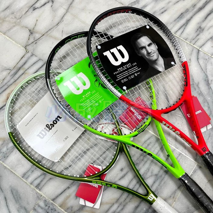 【綠色大地】Wilson BLADE FEEL 103 105 網球拍 鋁碳網球拍 已穿線 網球拍 配合核銷