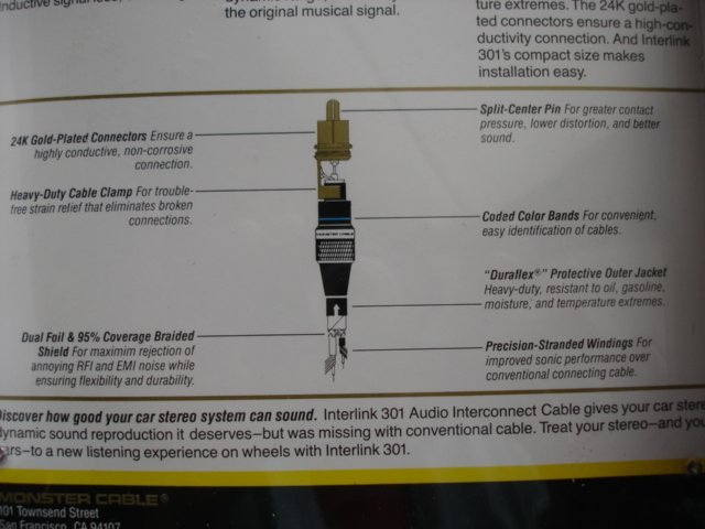 美國原裝Monster Cable Interink 301精裝信號線(3.0m)最適合PHONO唱盤信號線或汽車音響