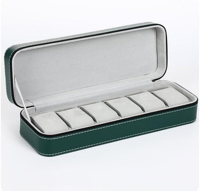 可代發便攜式6位10位12位PU皮革拉鏈包手表盒收納盒手鏈首飾皮盒