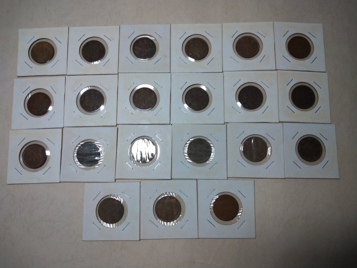 184.3 日本錢幣 銅幣 1錢 桐 大正 5 ~13年 昭和2 ~ 13年 共21枚