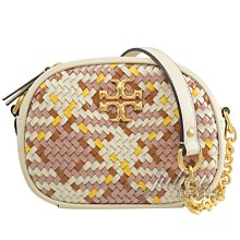 【茱麗葉精品】【全新商品】TORY BURCH 專櫃商品 64953 KIRA 撞色編織造型斜背相機包.白邊 現貨