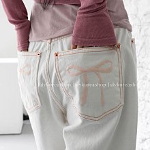 ♡♡刺繡蝴蝶結牛仔寬褲 🎀（2款）
