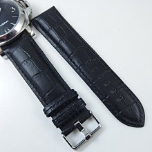 【錶帶家】『厚7mm』代用漢米頓 萬寶龍 沛納海 Panerai 24mm黑色義大利牛皮錶帶寬耳針