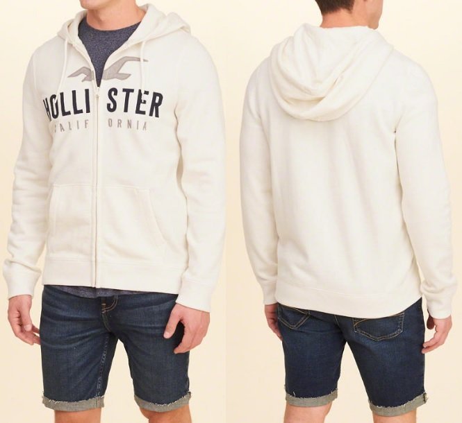 Hollister HCO 海鷗 連帽外套 貼布 大logo 現貨 米白色