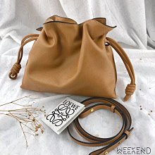 【LOEWE 羅威】Mini Flamenco Clutch 迷你 扭結束口 皮革 手拿包 肩背包 斜背包 土沙色 暖沙色